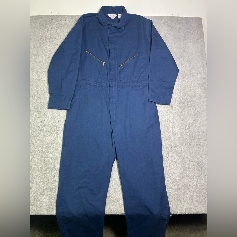 Vintage WALLS Master Made Coveralls Jumpsuit Navy Blue USA Made Men's 44 Reg